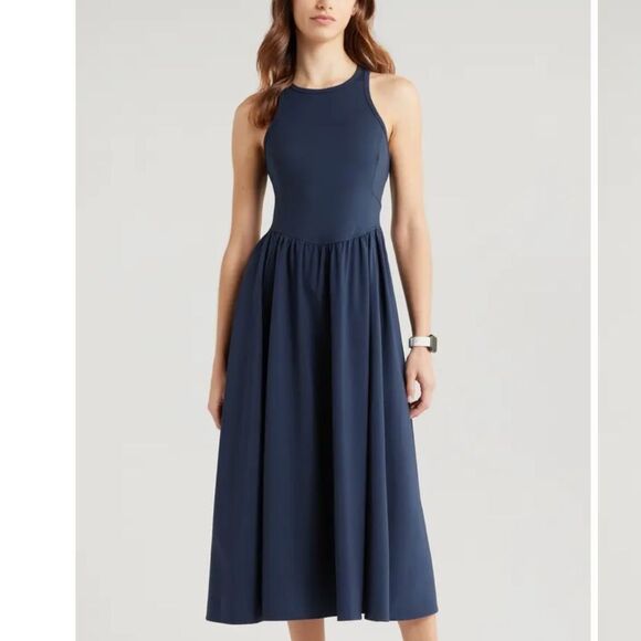 NEW Zella Effortless Hybrid Racerback Midi Dress Size S - Picture 1 of 5